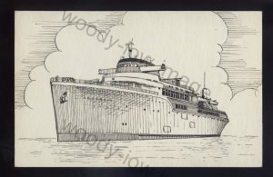 pen021 - Original Pen & Ink Postcard - USA Passenger Liner - Aquarama , blt 1945