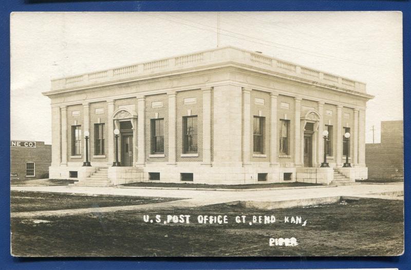 Great Bend Kansas ks US Post Office real photo postcard RPPC