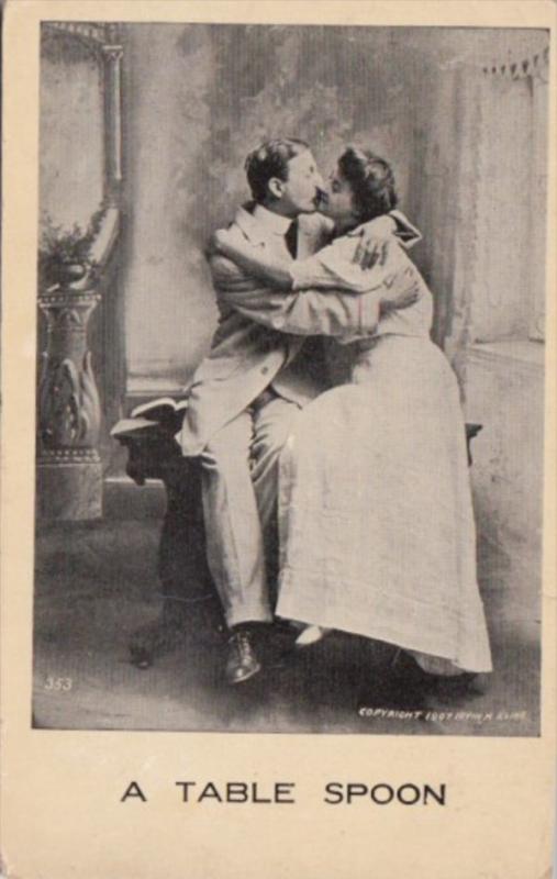 Romantic Couple Kissing A Table Spoon 1909