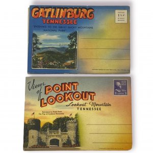 Gatlinburg and Point Lookout Mountain Tennessee 2 Vtg Souvenir Postcard Folders