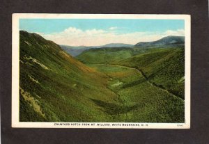 NH View Crawford Notch from Mt Willard White Mountains New Hampshire Postcard
