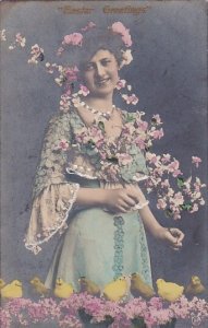 Easter Beautiful Girl With Flowers 1908