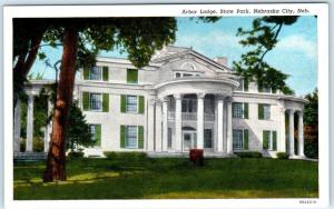 NEBRASKA CITY, NE     State Park   ARBOR LODGE  ca 1940s Linen  Postcard