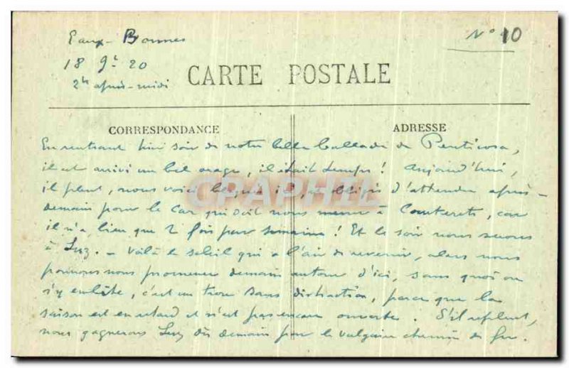 Old Postcard Eaux Bonnes general view and Pic du Ger