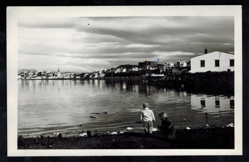 Mint  RPPC BW Iceland Reyjavik City Sea Side View real picture  Postcard