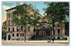 1917 Masonic Temple New Century Club Exterior Building Utica New York Postcard