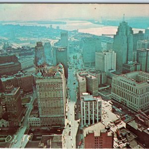 c1960s Detroit, MI Downtown Michigan Ave Aerial Cadillac Square Chrome PC A311