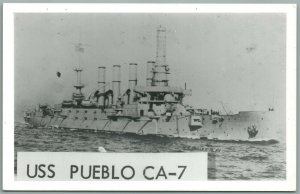 MILITARY SHIP USS PUEBLO CA-7 VINTAGE REAL PHOTO POSTCARD RPPC