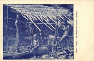 belgian congo, Native Family of Palm Fruit Cutters (1900s) Postcard