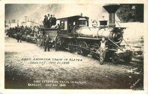 1898 White Pass Yukon Railway Alaska Skaguay Crew RPPC real photo postcard 10068