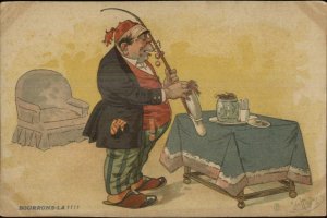 Tobacco - Leo Hingre French Man Smoking Breaking Long Pipe c1910 Postcard #1