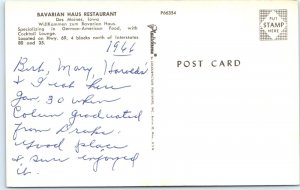 c1960s Des Moines, IA Bavarian Haus Restaurant German Chrome Photo Postcard A63