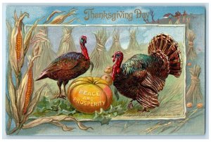 c1910's Thanksgiving Day Turkey And Pumpkin Corn Embossed Tuck's Posted Postcard