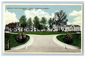 Richmond VA, Virginia University North Lombardy Street Vintage Postcard 