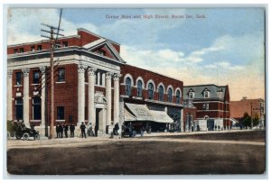 c1910 Corner Main and High Streets Moose Jaw Saskatchewan Canada Postcard