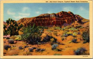 Vtg 1930s Red Rock Canyon Desert Rock Formation Las Vegas Nevada NV Postcard