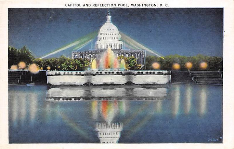 Capitol and Reflection Pool Washington DC, USA Fountain Unused 