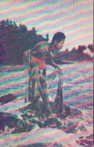 Boy Fisherman On The Kona Coast Hawaii Pan American World Airways 1950