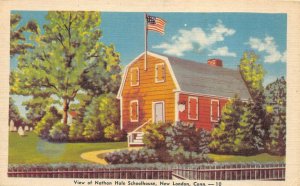 New London Connecticut 1940s Postcard View Of Nathan Hale Schoolhouse