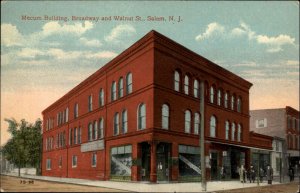 Salem New Jersey NJ Mecum Building Broadway c1910 Vintage Postcard