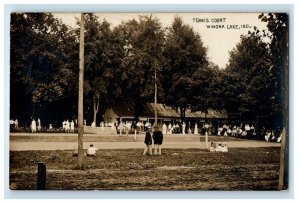 1910 Tennis Court Winona Lake Indiana IN RPPC Photo Posted Antique Postcard 