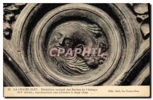 Old Postcard La Chaise Dieu Medallion carves Abbey Stalls