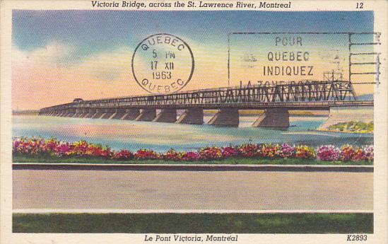 Victoria Bridge Across St Lawrence River Montreal Canada