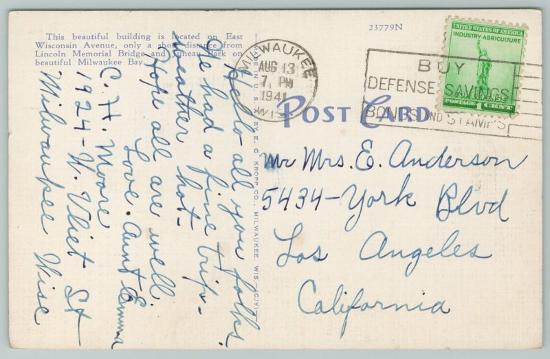 Milwaukee Wisconsin~NW Mutual Life Insurance Building~Vintage Postcard