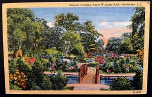 Vintage Postcard 1946 Oriental Gardens, Roger Williams Park, Providence, R.I.