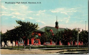 View of Washington High School, Aberdeen SD Vintage Postcard F46