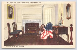Patriotic~Betsy Ross House Flag Room Philadelphia PA~Vintage Postcard