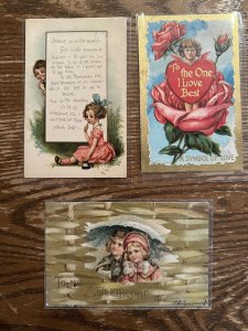 Lot of Antique Postcards Early 1900s Vintage Embossed Children Valentine’s Day