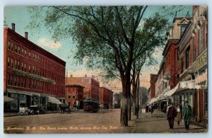 Manchester New York Postcard Elm Street Looking North New City Hotel Road c1910