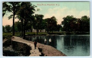 PLAINFIELD, NJ New Jersey ~ TIERS POND SCENE  c1910s Union County Postcard