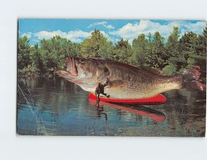Postcard Big One Got Away Man Fishing Print