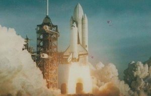 John Young Robert Crippen Astronaut Kennedy Space Centre Rocket Launch Postcard