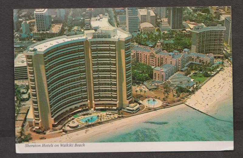 Waikiki Beach - Aerial View Of The Sheraton Hotel - Used 1960s Corner Creases