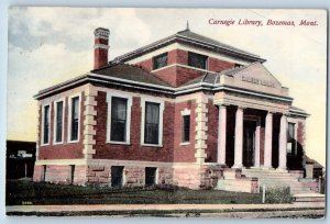 Bozeman Montana MT Postcard Carnegie Library Building Exterior View 1911 Vintage