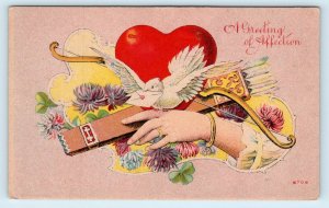 VALENTINE Greeting  Postcard : Bow & Arrows ~ A GREETING of AFFECTION c1910s