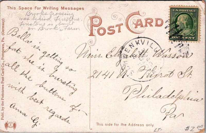 Postcard Brook's Crossing East of Pottstown PA 1909