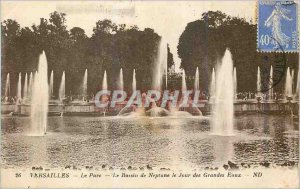 Postcard Old Versailles Park Basin Neptune Day of Fountains