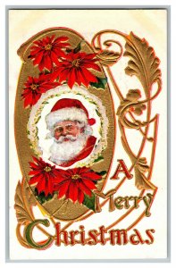 Postcard A Merry Christmas Santa Vtg. Standard View Embossed Card Ocheltree KS