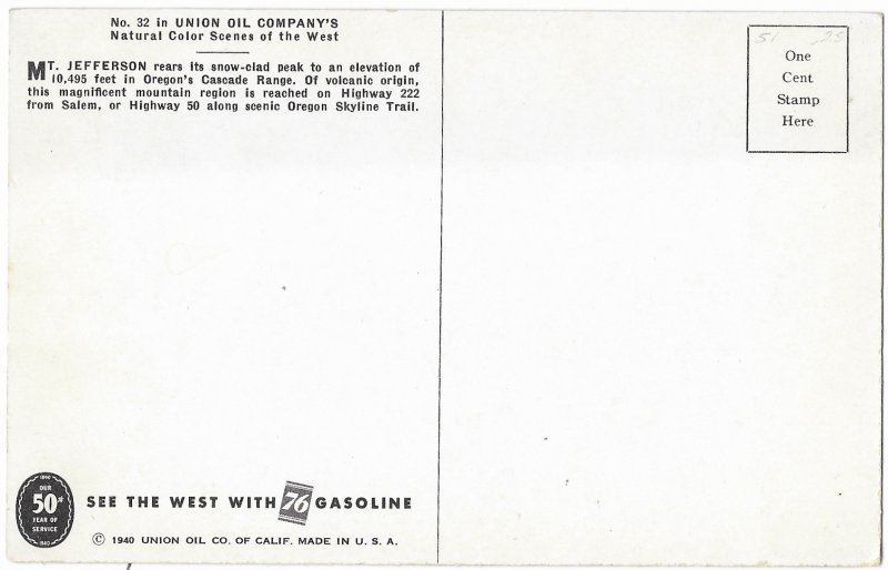 Mt. Jefferson Snow Covered Peak Oregon Cascade Range