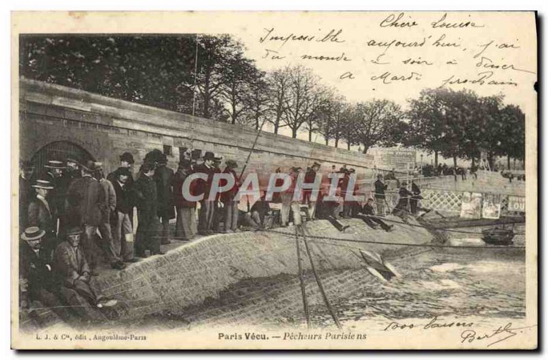 Old Postcard Paris Parisian Vecu Fishermen Fishing
