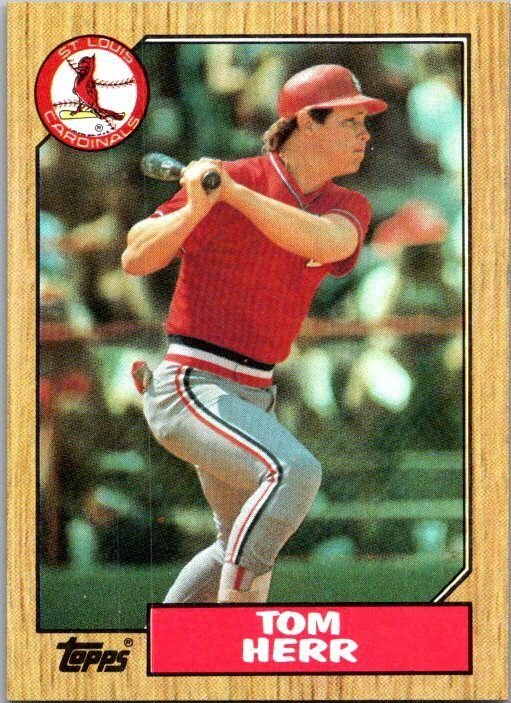 1987 Topps Baseball Card Tom Herr St Louis Cardinals sk18008