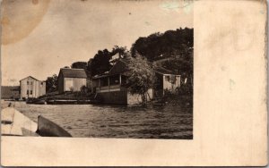 Real Photo Postcard Homes on the Water in Cuba, New York