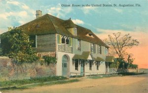 St Augustine Florida Oldest House in US,  Sunset,  Litho  Postcard