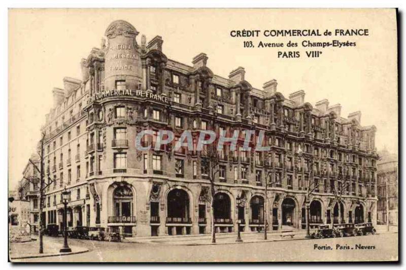 Old Postcard Bank Credit Commercial de France Champs Elysees Paris