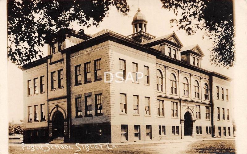 Iowa Ia Postcard Real Photo RPPC 1920 SIBLEY Public School Building