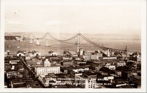 San Francisco CA Bay Bridge Unused Owl A33 Real Photo Postcard F62
